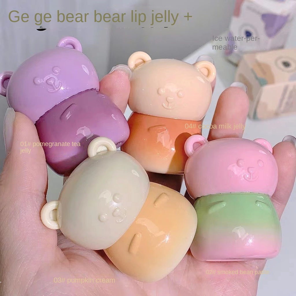 Gege Bear Cute Little Bear Lip Gloss Mirror Surface Moisturize Moisturizing Water Proof Lasting Lipstick