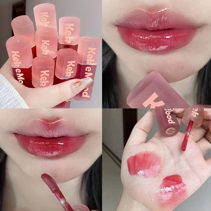 Kekemood Lip Gloss Square Tube Mirror Surface Moisturize Moisturizing Water Proof Lasting Lipstick