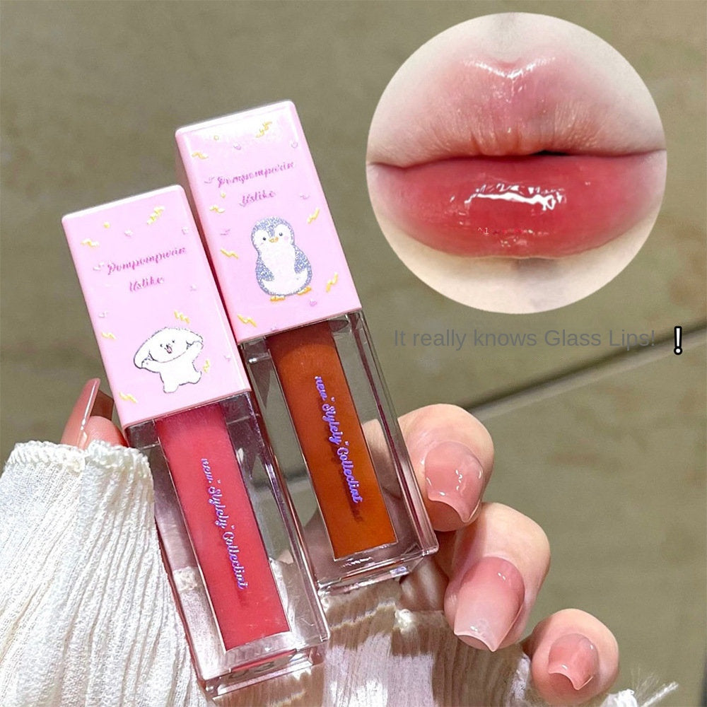 USLIKE Cartoon Lip Gloss Moisturize Moisturizing Nature Mirror Surface Lasting Not Easy To Fade Lip Gloss Lipstick