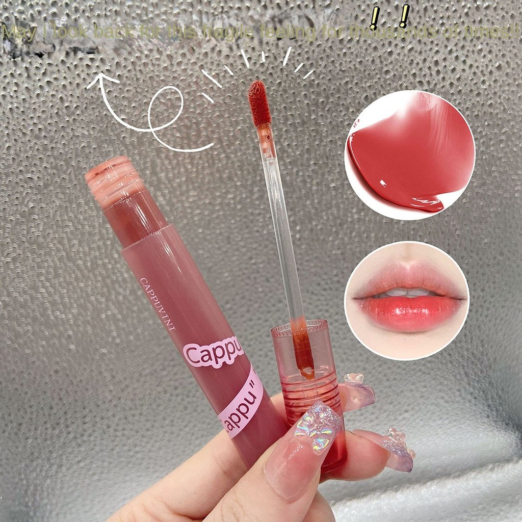 Cappuvini Lip Gloss Mirror Surface Purple Circular Tube Lip Glaze Moisturize Moisturizing Water Proof Lipstick