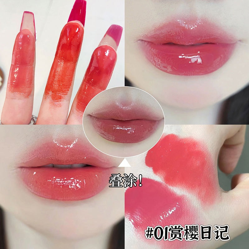 Cappuvini Dual -color Lip Gloss Moisturize Mirror Surface Water Proof Lipstick Containing A Brush