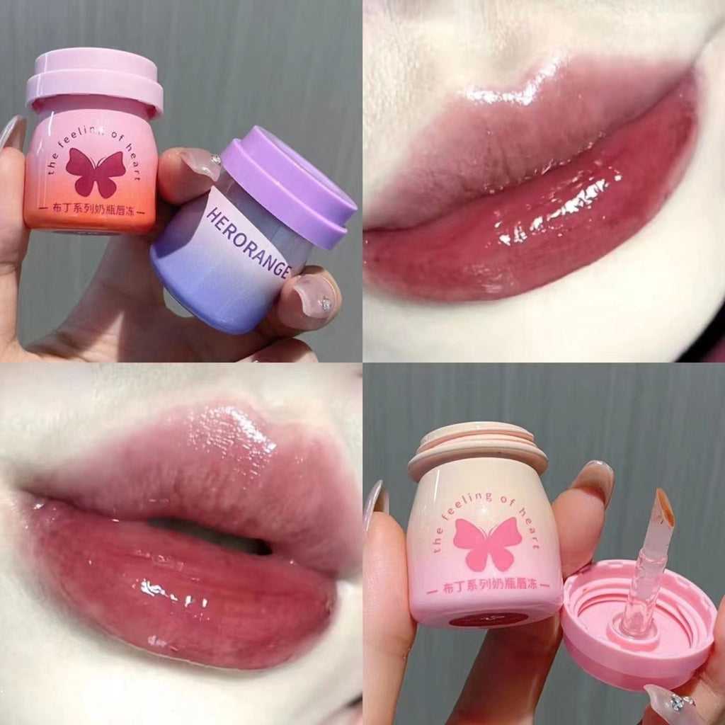 Herorange Butterfly Lipstick Pudding Mirror Surface Moisturizing Moisturize Water Proof Not Easy To Fade Lip Gloss