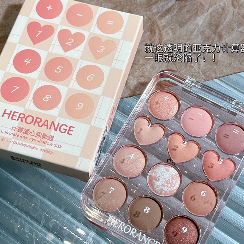 HERORANGE Heart Eyeshadow Palette Matte Pearlescent Glitter Powder Water Proof Lasting Not Easy To Take Off Makeup Twelve Color Eye Shadow