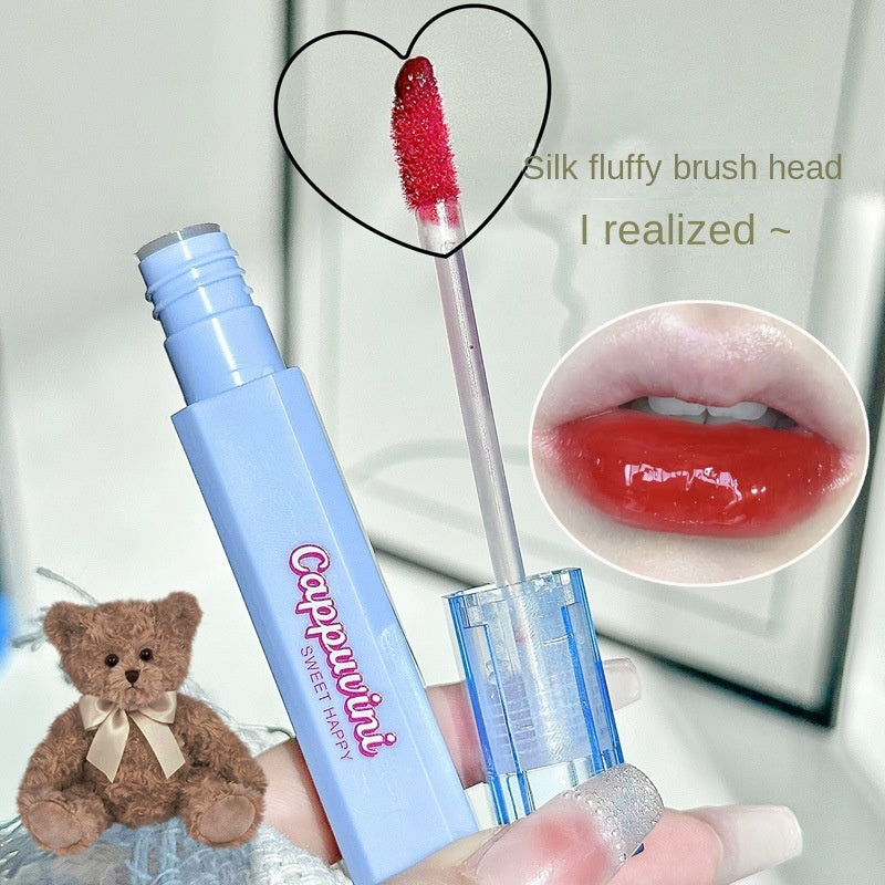 Cappuvini Lip Gloss Blue Square Tube Mirror Surface Moisturize Moisturizing Water Proof Lasting Not Easy To Fade Lipstick