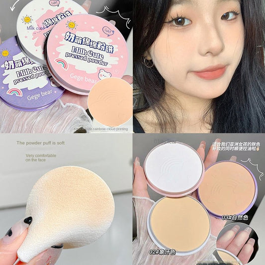 Gege Bear Cute Bear Pressed Powder Water Proof Concealer Moisturizing Makeup Setting Powder Nature Lasting Durable Powder