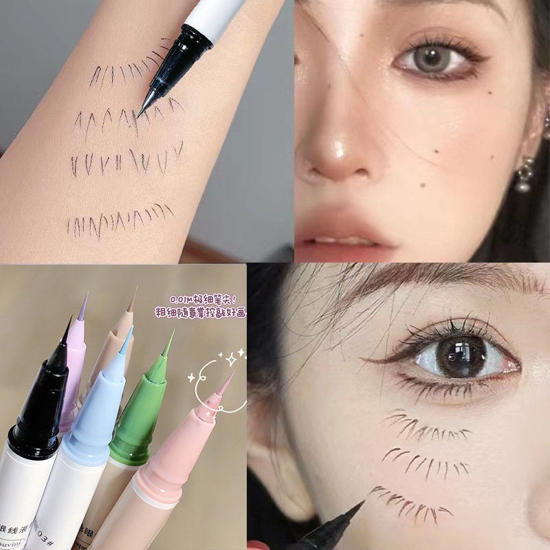 CAPPUVINI Cute Bear Colored Eyeliner 0.01mm Ultra Thin Eyeliner Water Proof Lasting Liquid Eyeliner