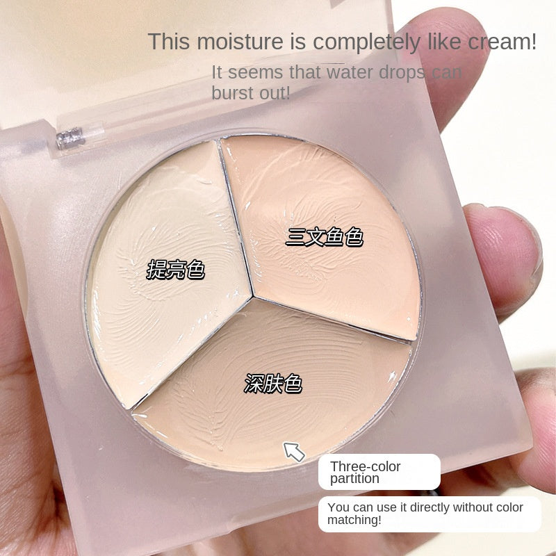 Kakashow Tricolor Concealer Brighten Water Proof Nature Covering Spot Dark Circles Concealer