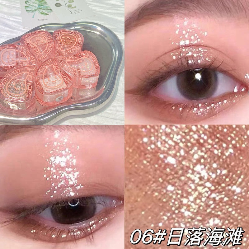 Cappuvini Flower Liquid Eye Shadow Glittering Sparkling Pearlescent Eye Makeup Water Proof Lasting Nature Eye Shadow