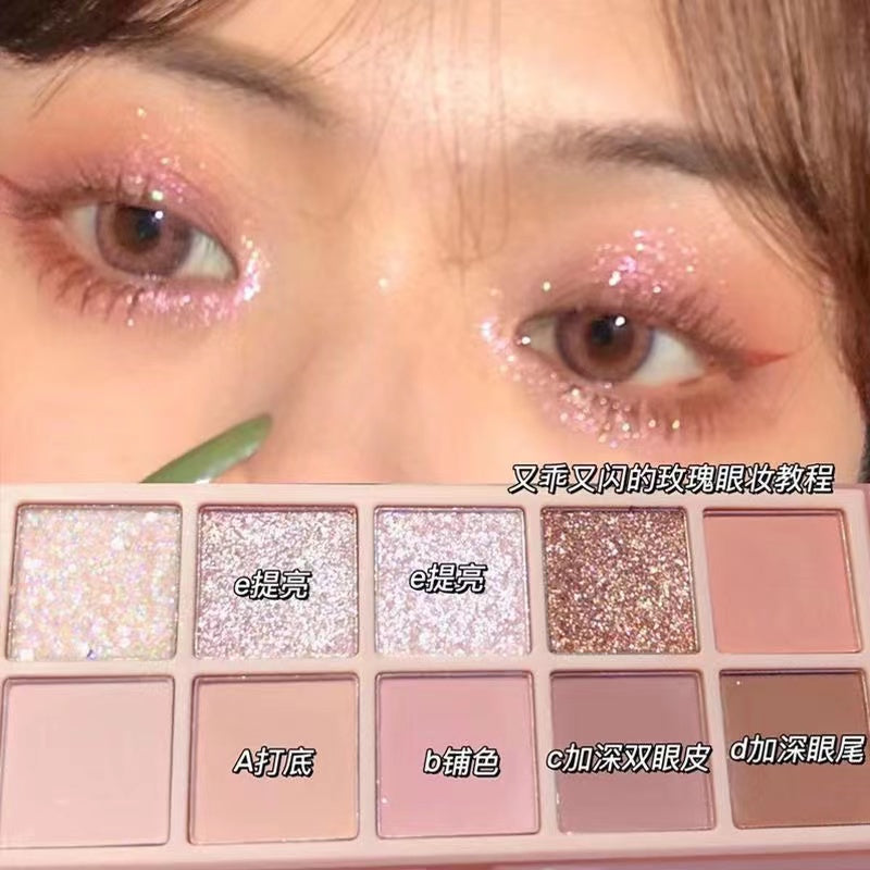 Sweet Mint 10 Color Eye Shadow Super Shiny Pearlescent Matte Water Proof Colorful Lasting Eye Shadow