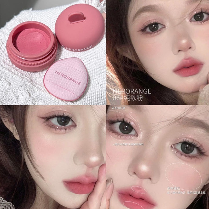 HERORANGE~ Sandwich Mousse Lasting Cream Natural Beautiful Powder Blusher