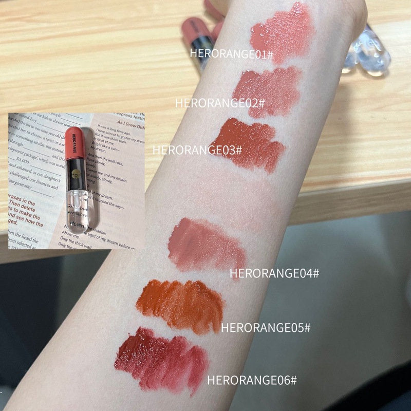 HERORANGE Double Ended Lip Gloss Transparent Mirror Surface Moisturize Moisturizing Water Proof Not Easy To Fade Lip Glaze Lipstick