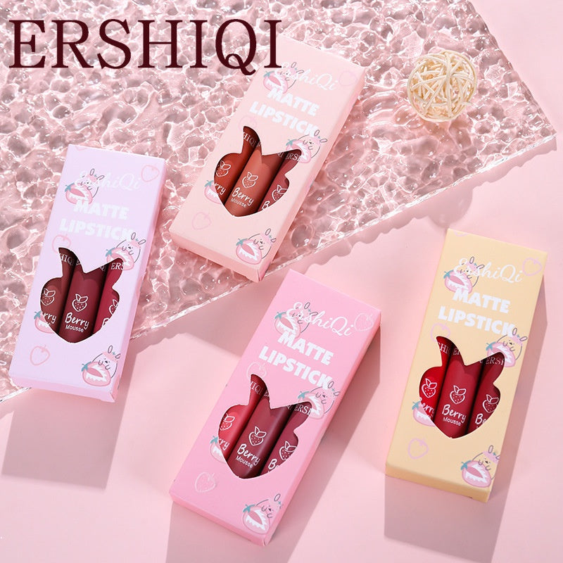 Ershi Qi Lip Gloss Matte Waterproof Not Easy To Fade Lasting Moisturizing Liquid Lipstick