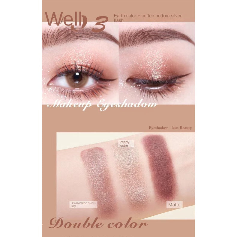 JADED Two-color Eye Shadow Pumpkin Color Plum Color Wine Red Fine Flash Matte Pearlescent Waterproof Lasting Eyeshadow Palette