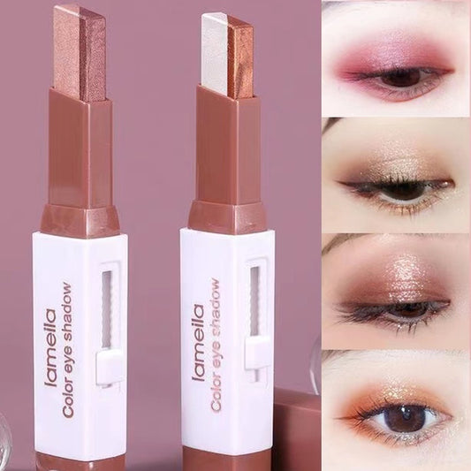 Eye Shadow Stick Two-color Convenient Nature Pearlescent Glitter Water Proof Sweatproof Lasting Not Easy To Fade Eye Shadow Pencil