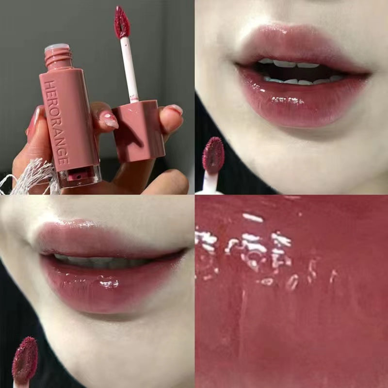 HERORANGE Lip Gloss Mirror Surface Moisturize Not Easy To Fade Water Proof Retro Lipstick