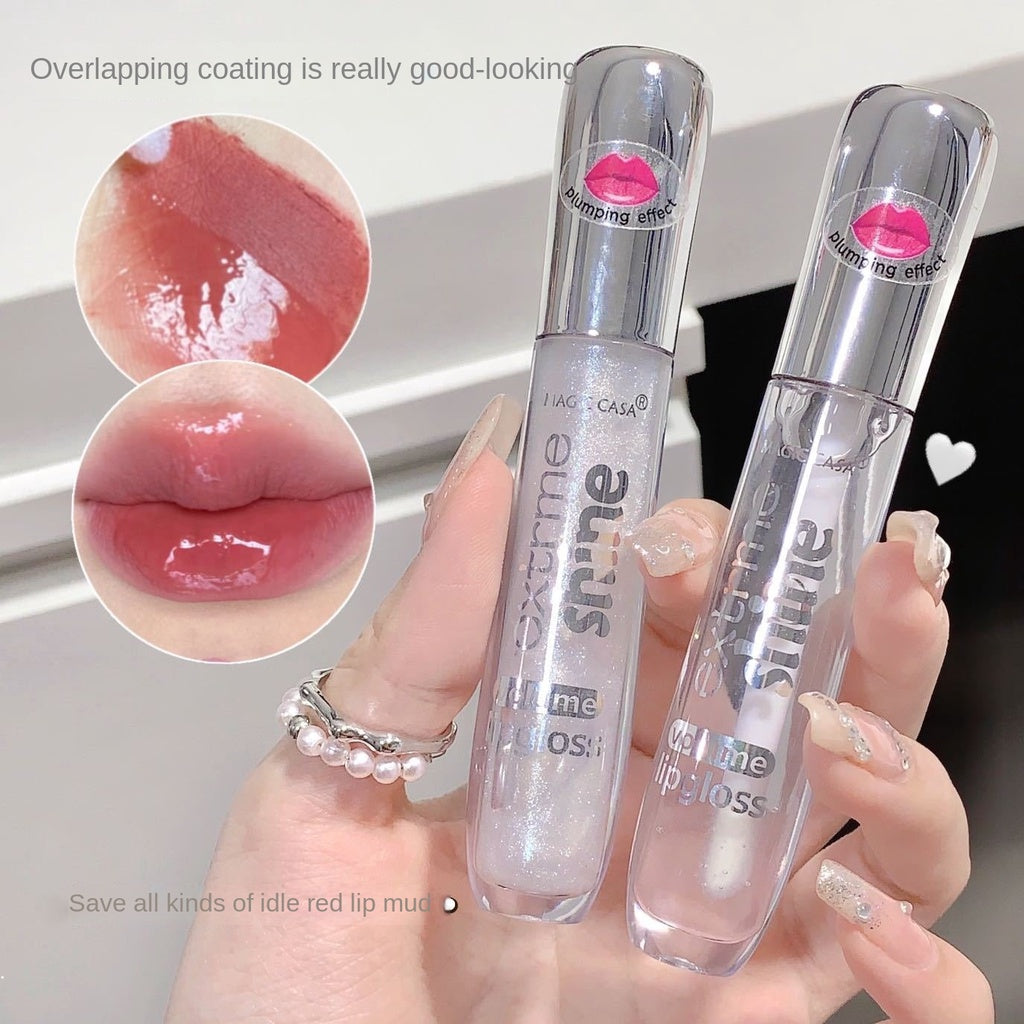 MAGIC CASA Lip Gloss Transparent Mirror Surface Pearlescent Flash Moisturize Moisturizing Water Proof Lasting Lipstick