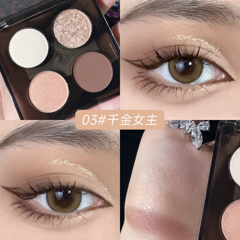 Kobeleen Lace Four -color Eye Shadow Palette Pearlescent Matte Water Proof Glittering High -level Eye Makeup Eye Shadow