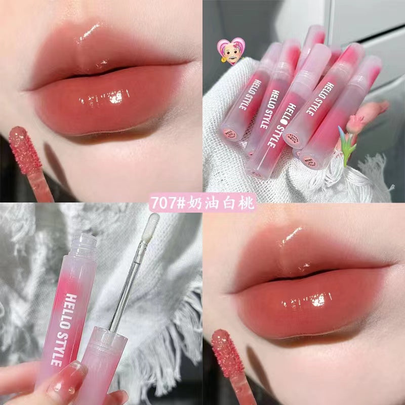 Hello Style Pink Lip Gloss Mirror Surface Lasting Moisturize Moisturizing Water Proof Lipstick