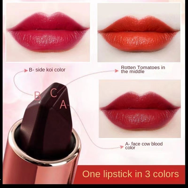 Triangle Lipstick Water Proof Not Easy To Fade Moisturizing Moisturize 3 Color Lipstick