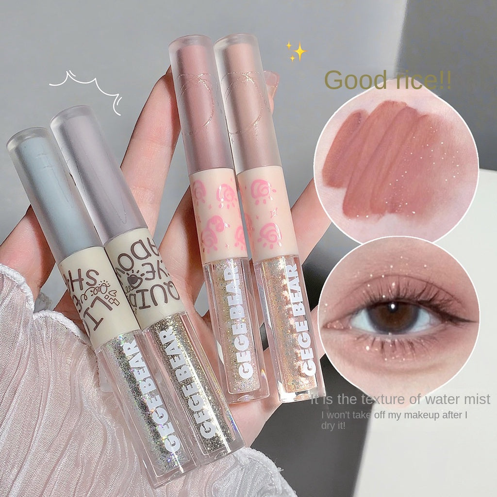 Gege Bear Liquid Eye Shadow Double Head Glittering Brighten Pearlescent Sequins Matte Water Proof Moisturize Eye Shadow Stick