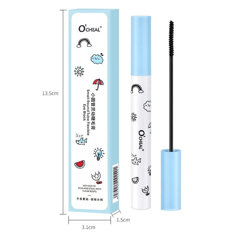 O'CHEAL Small Round Tube Mascara  Not Easy To Smudge Nature Curly Thin Brush Head Dense Lasting Water Proof Mascara