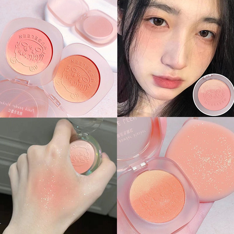 Mugeleen Blush Peach Color Nature Matte Sparkling Colorful Water Proof Lasting Blusher