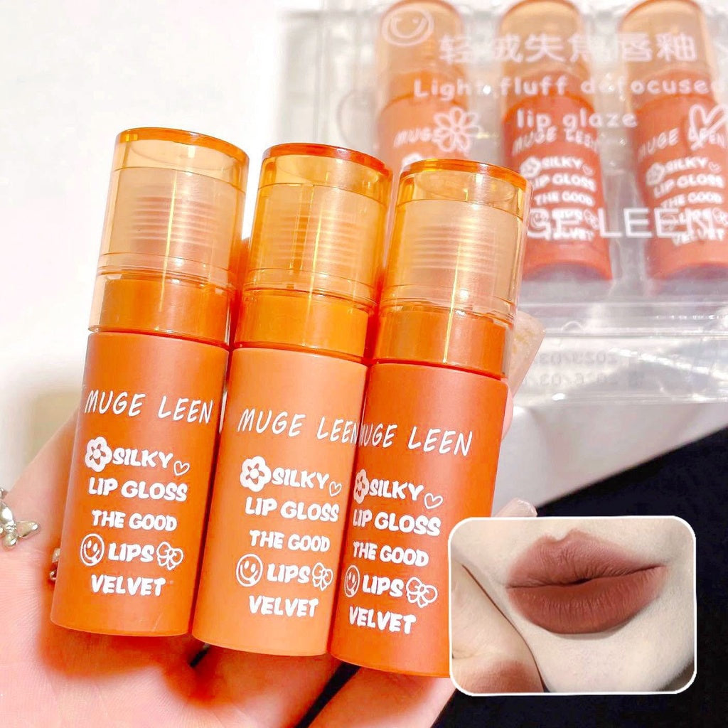 MUGE LEEN Cute Round Tube Lip Glaze Velvet Matte Non Stick Cup Does Not Fade Water Proof Lasting Lipstick Set