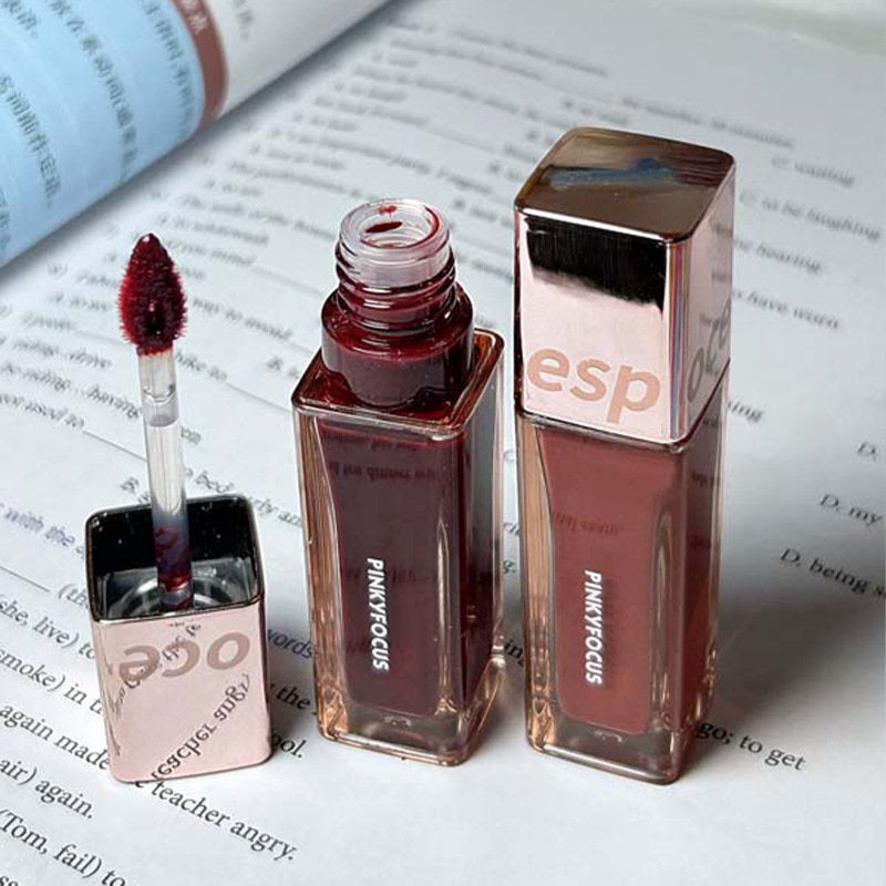 Pinky Focus Small Square Tube Mirror Surface Lip Gloss Lasting Moisturizing Not Easy To Stick To The Cup Lip Gloss