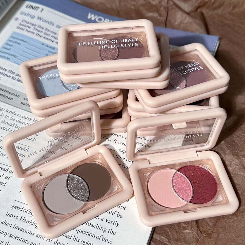 Hello Style Small Square Box Three -color Eye Shadow Plate Pearlescent Sparkling Matte Water Proof Rose Disk Eye Shadow