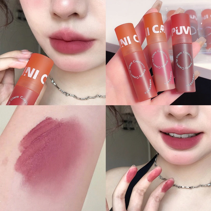 Cappuvini Cream Lip Mud Set Matte Lip Glaze Velvet Makeup Lip Gloss Lipstick