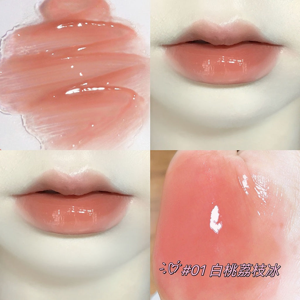 Cappuvini Lip Gloss Mirror Surface Purple Circular Tube Lip Glaze Moisturize Moisturizing Water Proof Lipstick