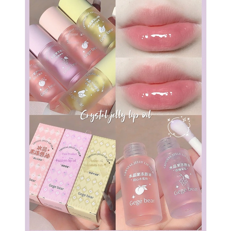 Gege Bear Jelly Lip Oil Transparent Lip Balm Moisturize Moisturizing Mirror Surface Lip Gloss