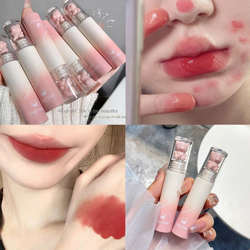 Gege Bear Cute Bear Lip Gloss Moisturize Moisturizing Lasting Waterproof Not Easy To Fade Portable Nature Lipstick