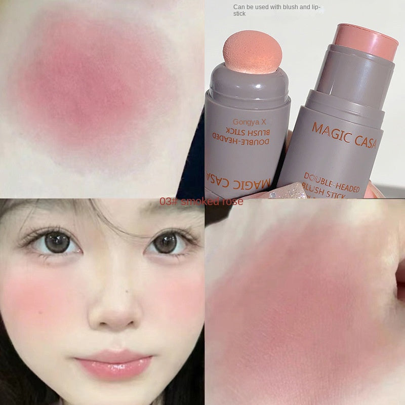 MAGIC CASA Double Head Sponge Blush Moisturize Lasting Nature Water Proof Blush Stick