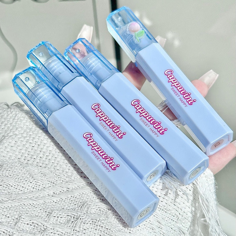 Cappuvini Lip Gloss Blue Square Tube Mirror Surface Moisturize Moisturizing Water Proof Lasting Not Easy To Fade Lipstick