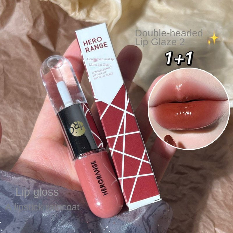 HERORANGE Double Ended Lip Gloss Transparent Mirror Surface Moisturize Moisturizing Water Proof Not Easy To Fade Lip Glaze Lipstick