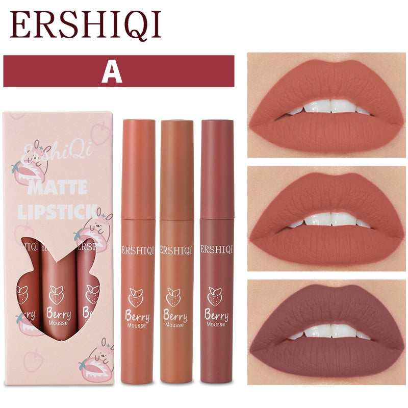 Ershi Qi Lip Gloss Matte Waterproof Not Easy To Fade Lasting Moisturizing Liquid Lipstick