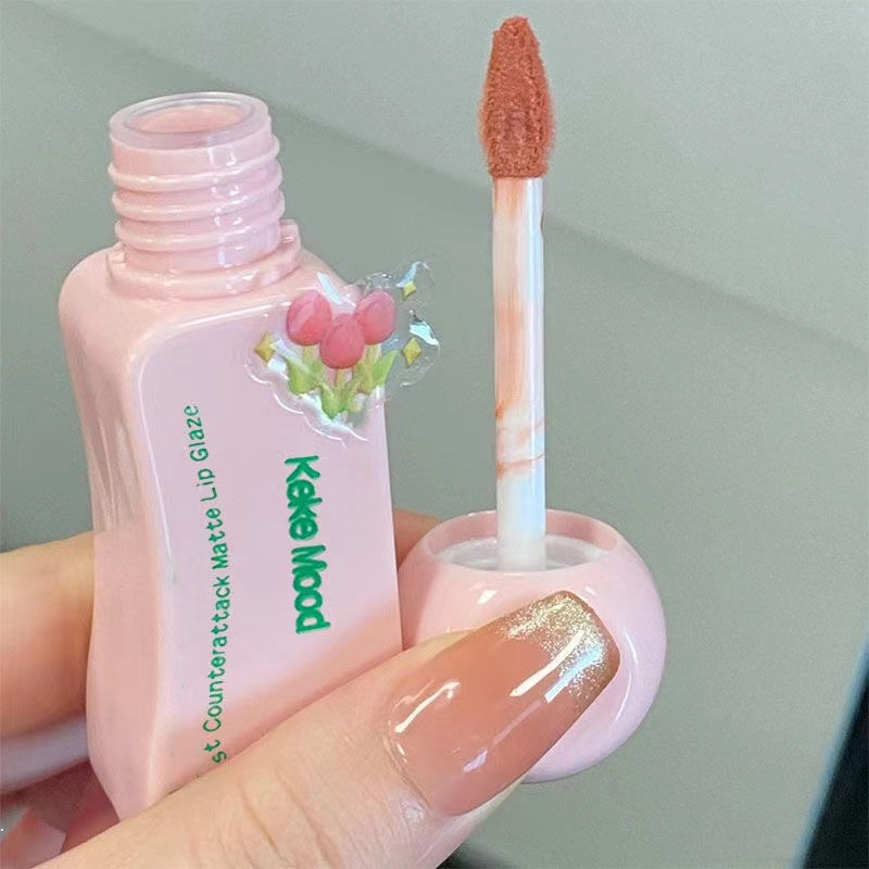 Kekemood Green Lip Gloss Matte Water Proof Moisturize Not Easy To Fade Lip Glaze Lipstick