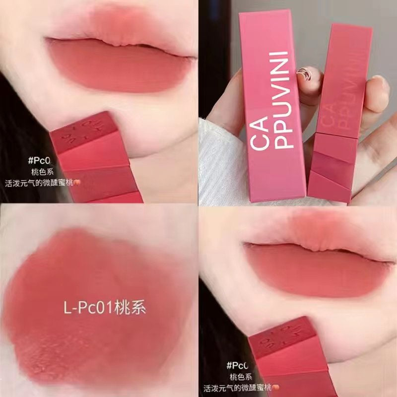 Cappuvini Lip Gloss Velvet Matte Water Proof Lasting Not Easy To Fade Red-brown Lipstick