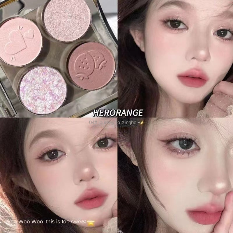 HERORANGE Eye Shadow Four-color Highlight Contouring Pearlescent Matte Water Proof Lasting Difficult To Smudge Eyeshadow Palette