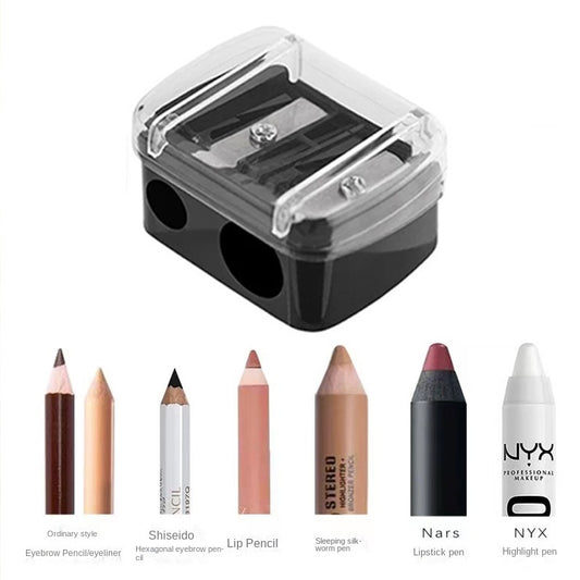 Dual -hole Pencil Sharpener Eyebrow Pencil Highlight Pen Students Learn Office Stationery Manually Plastic Roll Pencil Sharpener