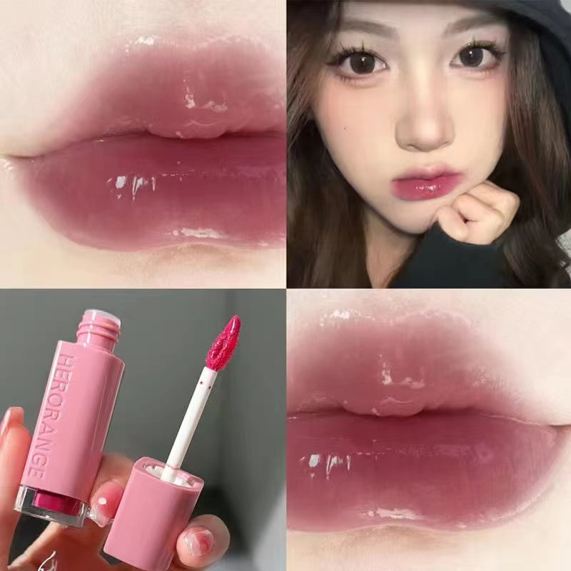 HERORANGE Lip Gloss Mirror Surface Moisturize Not Easy To Fade Water Proof Retro Lipstick