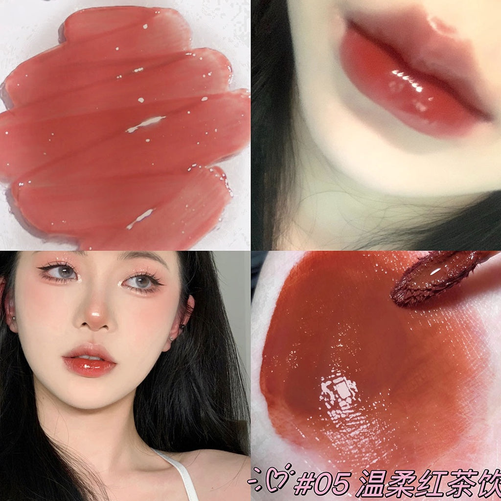 Cappuvini Lip Gloss Mirror Surface Purple Circular Tube Lip Glaze Moisturize Moisturizing Water Proof Lipstick