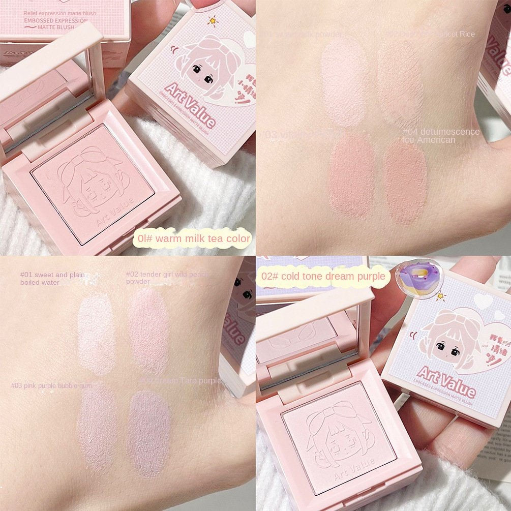 Art Value Cute Girl Blush Matte Contouring Brighten Nature Water Proof Lasting A Box of Four Colors Blush