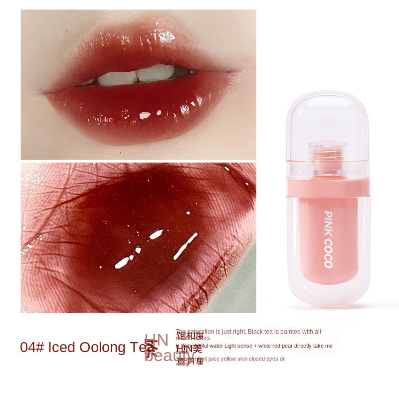 Pinkcoco Little Popsicle Mirror Lip Glaze Lip Gloss Moisturize Moisturizing Water Proof Lipstick