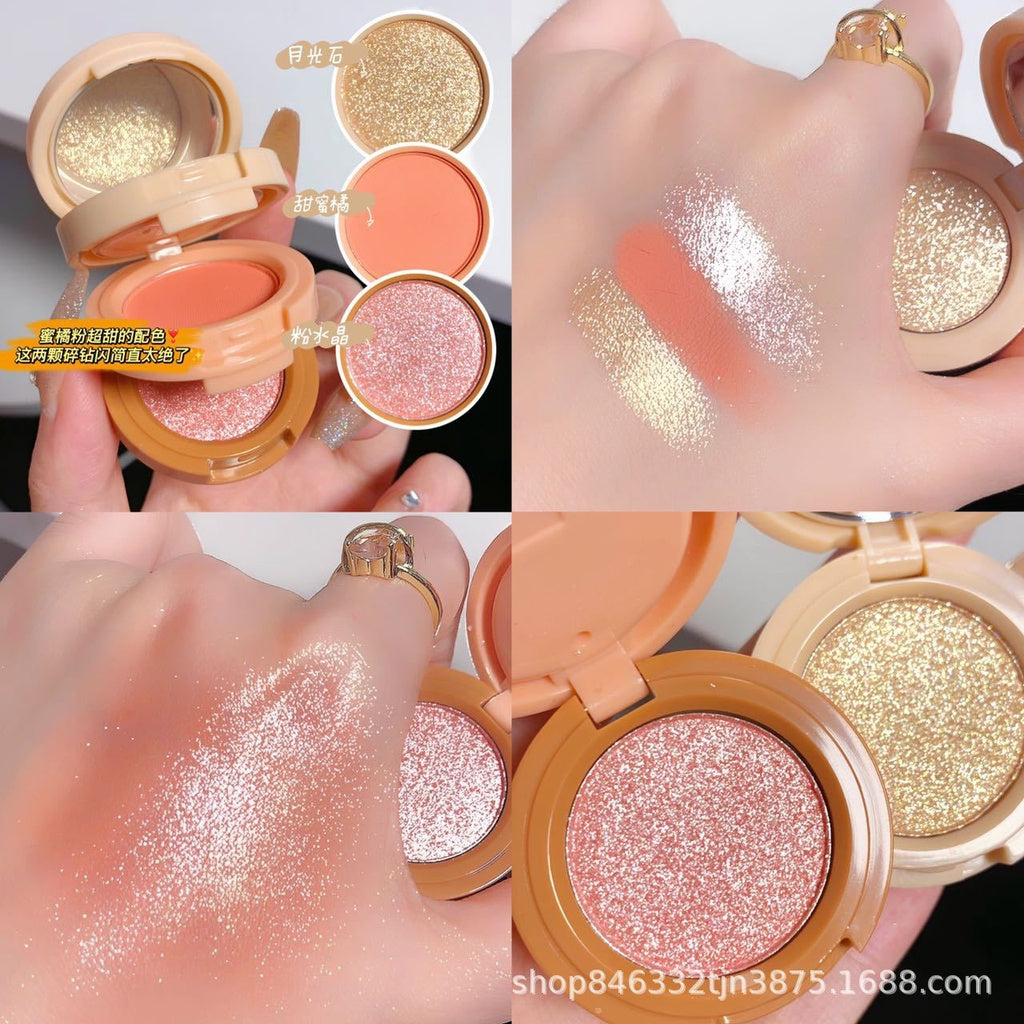 HUDAMOJI Blush Highlight Eye Shadow Matte Pearl Water Proof Not Easy To Fade Lasting Three -layer Blusher Makeup