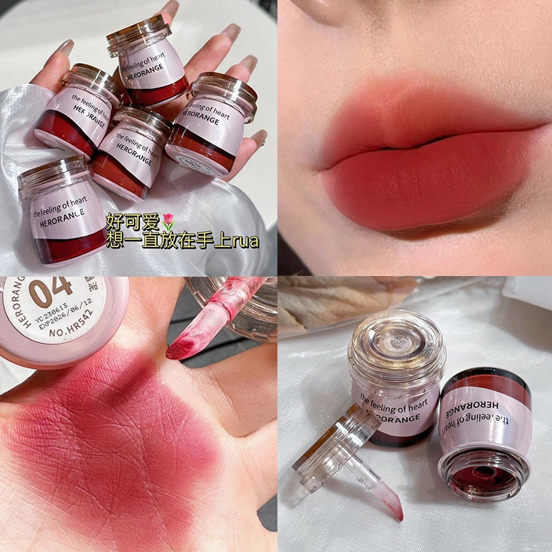 HERORANGE Canned Lipstick Pudding Matte Velvet Moisturize Water Proof Lasting Can Be Used for Blush Lip Gloss