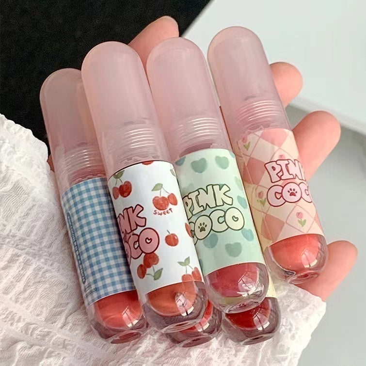 Pinkcoco Lip Gloss Cute Small Round Tube Matte Water Proof Lasting Nature Lipstick