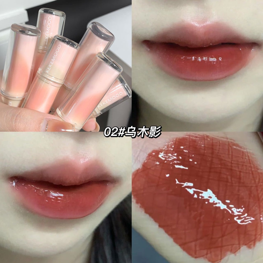 Kekemood Lipstick Colored Round Tube Mirror Surface Moisturize Moisturizing Water Proof Lasting Nature Lip Gloss