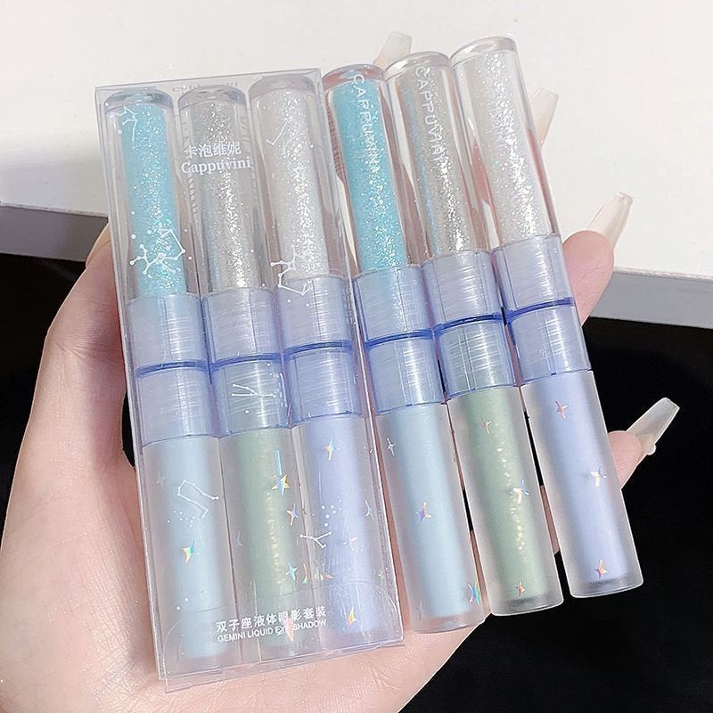 Cappuvini Double Head Liquid Eyeshadow Water Proof Super Flash Pearlescent Blue Green Eye Shadow